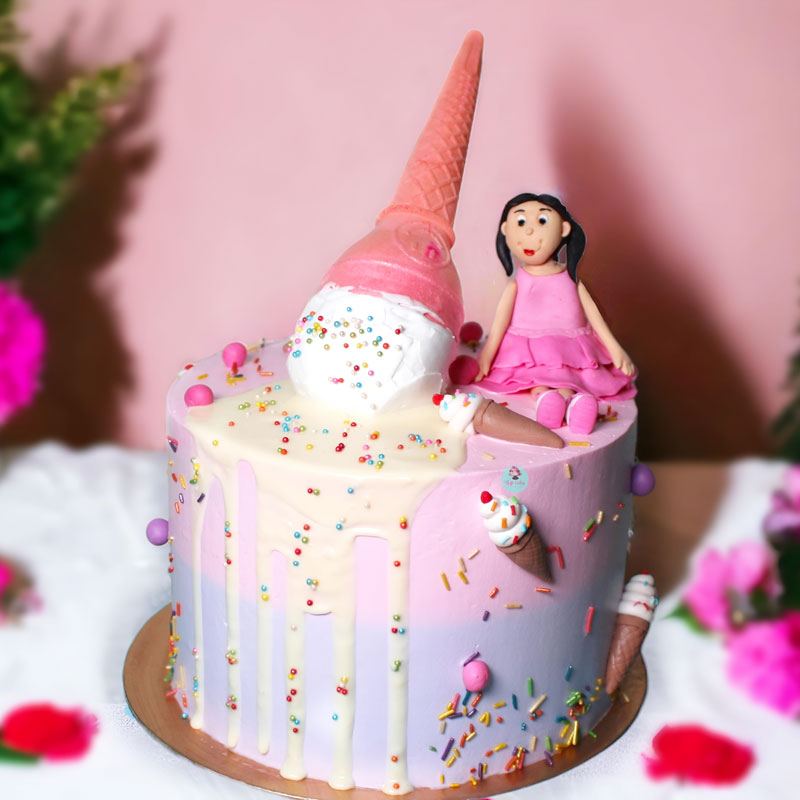 Pink Ice Cream Doll Cake